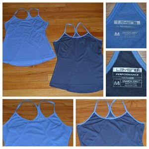 Set of two women’s Layer8 Performance dri-fit gym racerback athletic tank, sz M